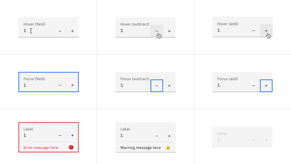 Fluid number input interactive states